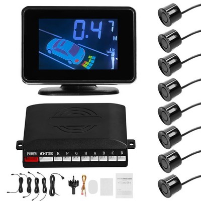 Mulcort Car Reverse Backup Parking Sensor Radar System, 8 Black