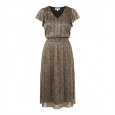 VINCE CAMUTO Ruffle Sleeve Metallic Midi Dress