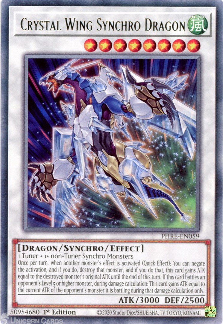 PHRE-EN059 Crystal Wing Synchro Dragon : Rare 1st Edition Mint YuGiOh Card