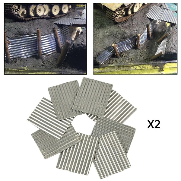 2X 8X 1:35 Stahlschuppen Wellplatten Sandtisch Miniatur Layout Landschaft-image