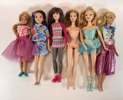 Lot of 6 Mattel Barbie Dolls Mixed Fashion Princess Nude Chelsea Sister Dolls