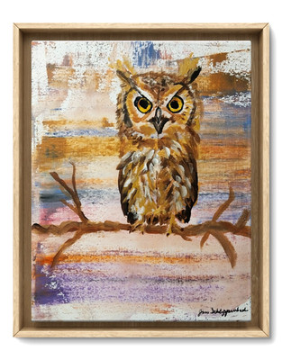 BACH Owl 11x14 Modern Contemporary Original Signed Canvas Acrylic Art Painting
