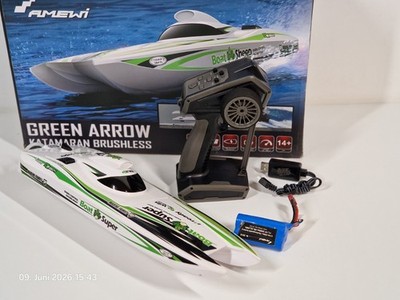 Amewi 26113 Green Arrow Rc Katamaran Brushless Jetantrieb 400mm 30KM/H LESEN!