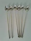 SET OF SIX Vintage Wallace Sterling Silver Iced Tea Straw Spoons