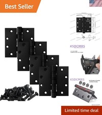 4" x 4" Matte Black Stainless Steel Door Hinges - Heavy Duty NRP Design - 4 Pack