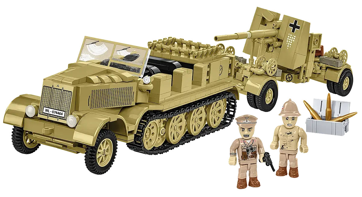 COBI-3143 Sd.Kfz.8 Half-Track and 8.8 cm Flak 36 gun Building Brick Model 975pcs