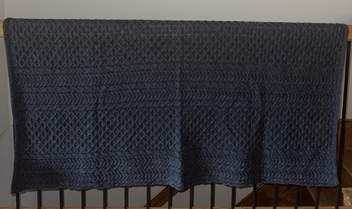ARAN CRAFT Merino Wool 50 X 60 Throw Blanket Dark Gray Made In Ireland