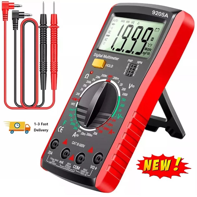 DT9205A TRUE RMS Multimeter AC/DC Voltmeter Ammeter NCV Test w/LCD Display NEW