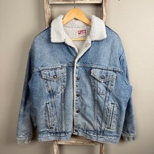 Vintage 90s USA Levi Strauss Denim Sherpa Snap Jacket Large, USA