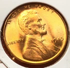 1945-P Lincoln Wheat Cent Penny GEM RED BU From an Original Bank Roll
