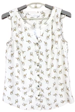 TB15216 NWT CROFT & BARROW Women's Polyester Tank Top Sleeveless Animals Camel S