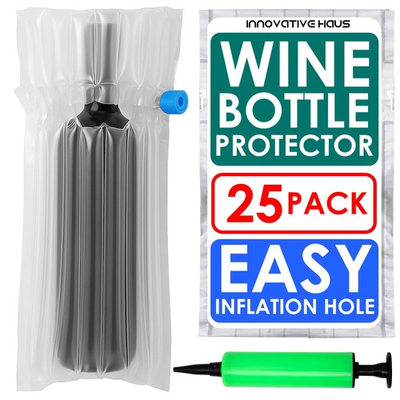 #ad Innovative Haus Pack of 25 Wine Bottle Travel Protector Bags with Pump Infl... $51.99