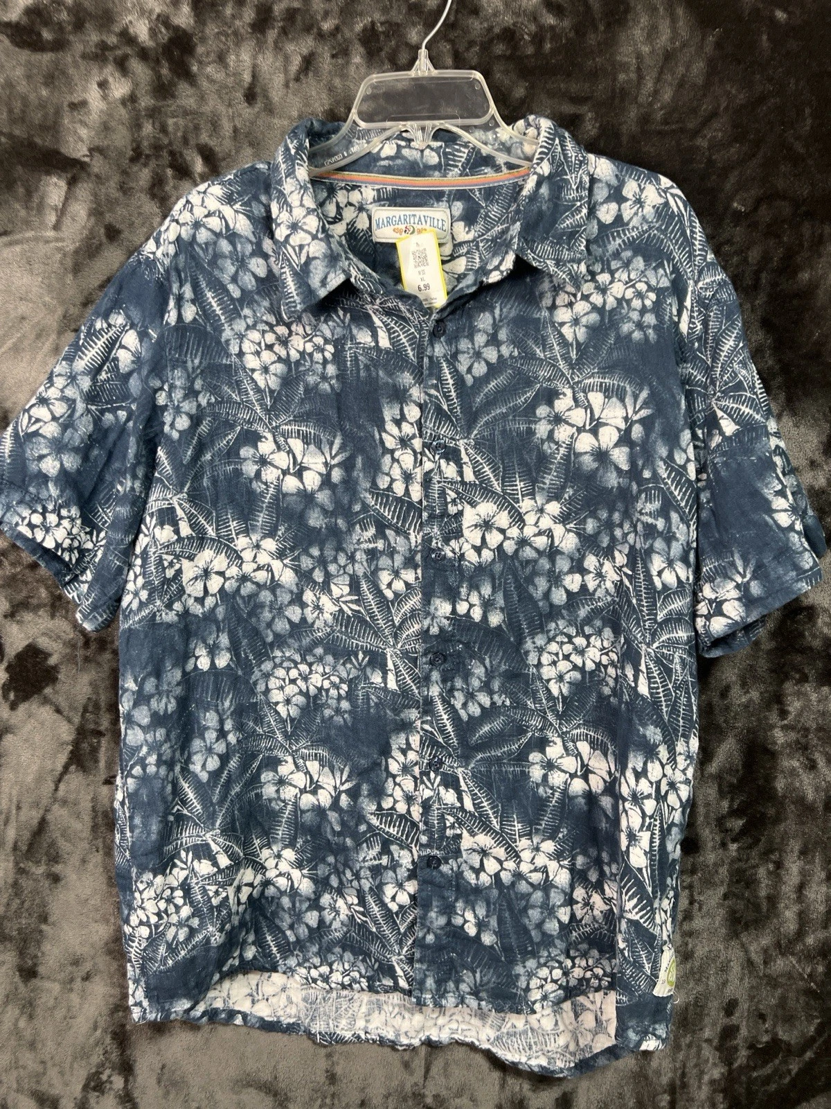 Margaritaville Tropical Floral Shirt Men’s XL Blue Cotton Button Up