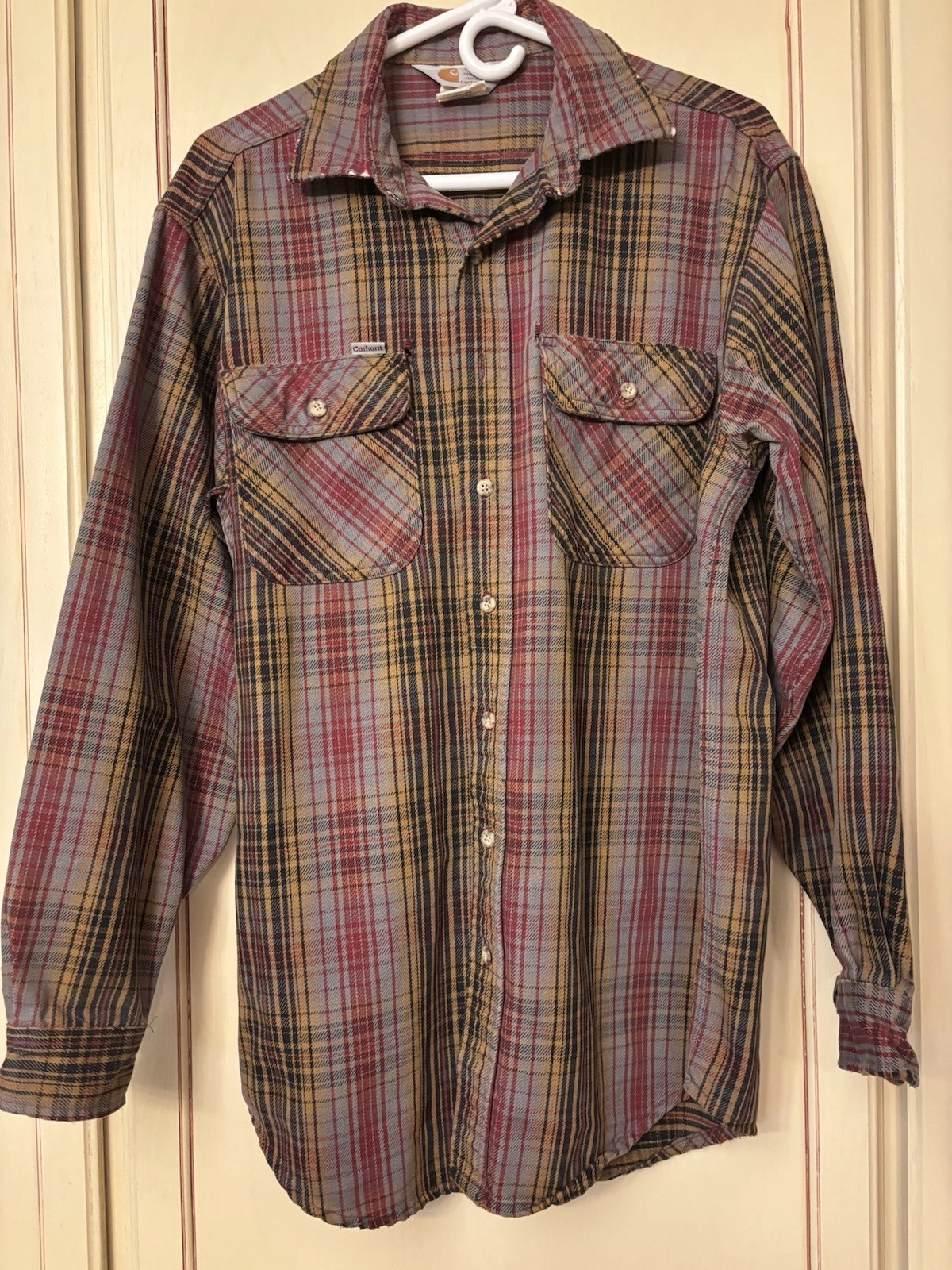 CARHARTT COLLECTORS Vintage Rugged Outdoor Wear Mens Flannel Shirt Made In USA L