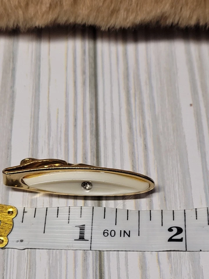 Clip de barra de corbata vintage Estate acrílico con estrás bonita pieza Foto 3 de 4