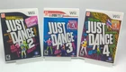 Just Dance 2, 3 & 4 Nintendo Wii Lot of 3 Games~Complete with Manuals~TESTED