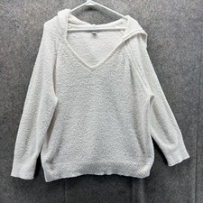 Tommy Bahama Sweater Womens XL White Island Soft Hoodie Textured Cozy Pullover