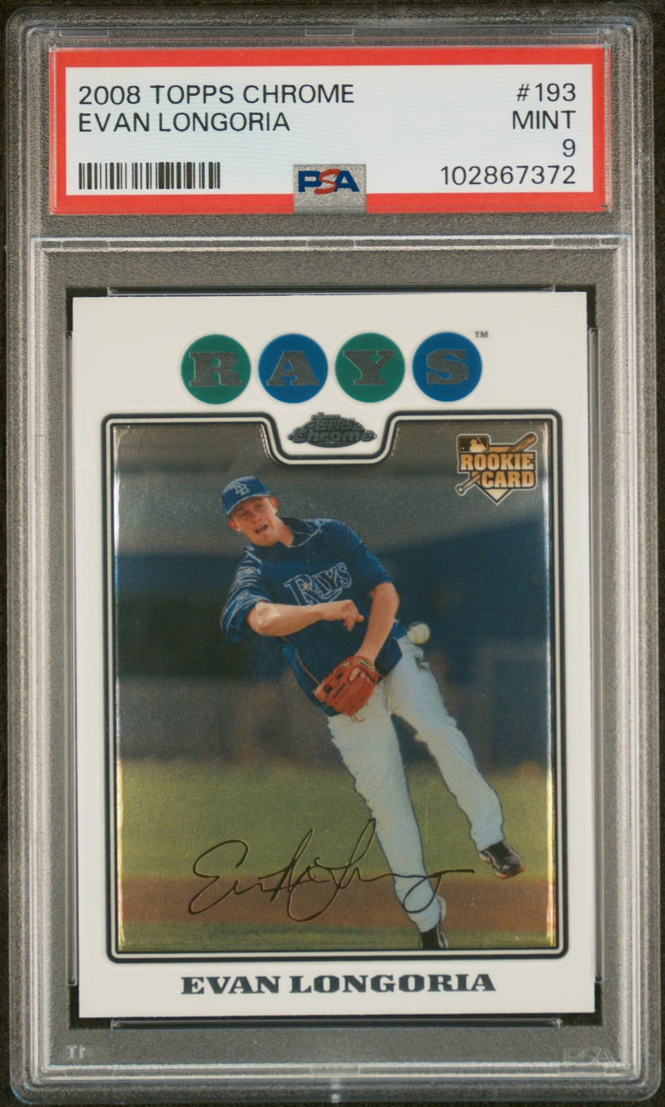 2008 TOPPS CHROME #193 EVAN LONGORIA ROOKIE RC PSA 9