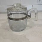 Vintage Pyrex 7756-C Flameware 6 Cup Percolator Glass Coffee Pot READ BLUE