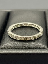 EUC Sterling Silver Cubic Zirconia Eternity Band Ring Size 7 E18