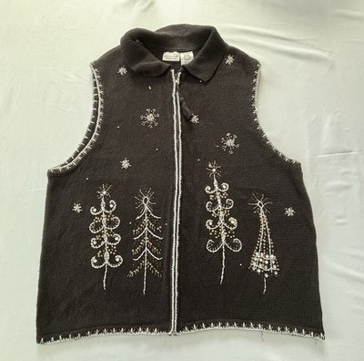Vintage White Stag Women s Plus Size Festive Christmas Sweater Vest Sz 18W 20W
