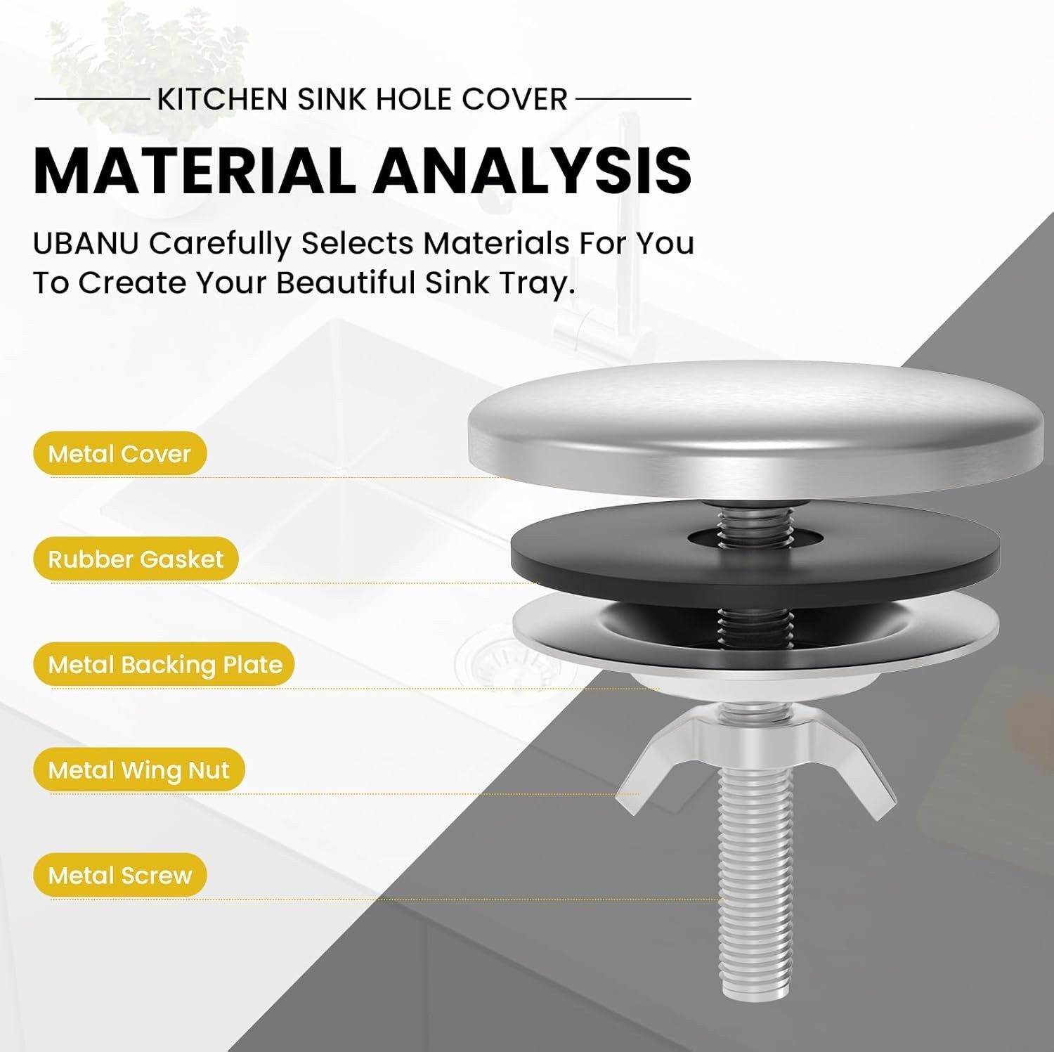 2Pcs Stainless Steel Zinc Kitchen Sink Hole Cover Tap Stopper Leaks