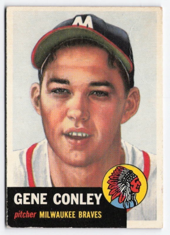 1953 Gene Conley Topps #215 Milwaukee Braves VG
