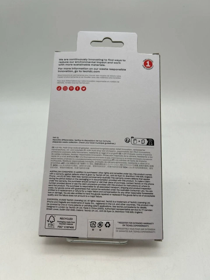 Tech21 EVOCRYSTAL Series Case for MagSafe for iPhone 16e, 15/14/13- Clear/Pink - Image 2 of 3