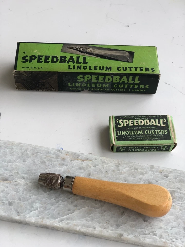 Vintage Wood-Handled Speedball Linoleum Cutter Tool w/ 6 Blades -Original Box - Image 2 of 4