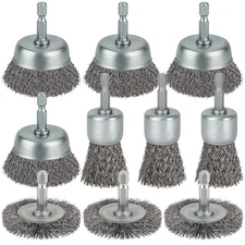10 Pcs Wire Brush for Drill, Carbon Steel Wire Wheel Cup Brush 1/4'' Hex Shank R
