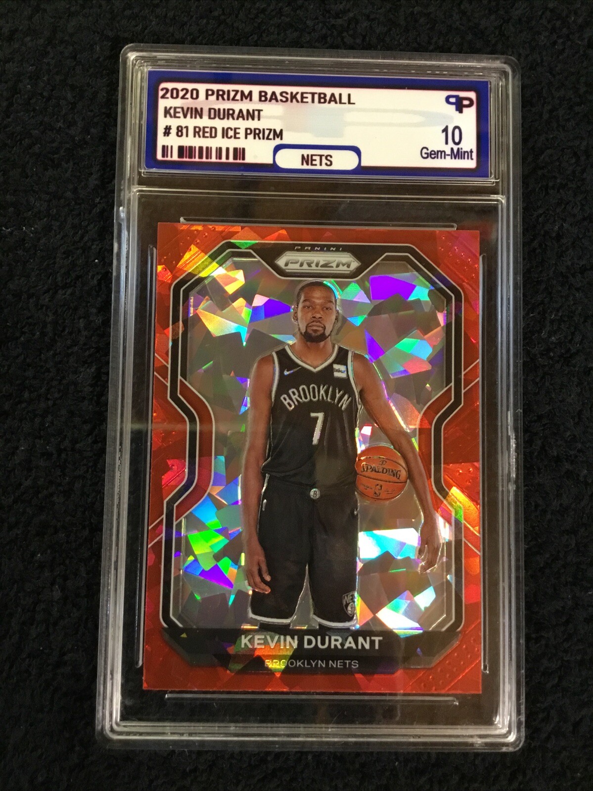 2019-20 Panini Mosaic #81 Kevin Durant Nets Red Ice Prizm Graded 10 Gem Mint🔥