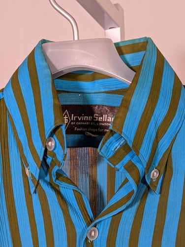Irvine Sellars Vintage 60s Carnaby Street UK London Mod Electric Blue Stripe 15 - Picture 4 of 6