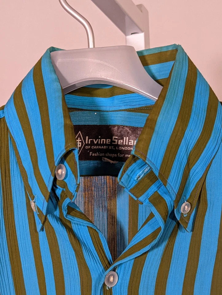 Irvine Sellars Vintage 60s Carnaby Street UK London Mod Electric Blue Stripe 15 - Image 4 of 4