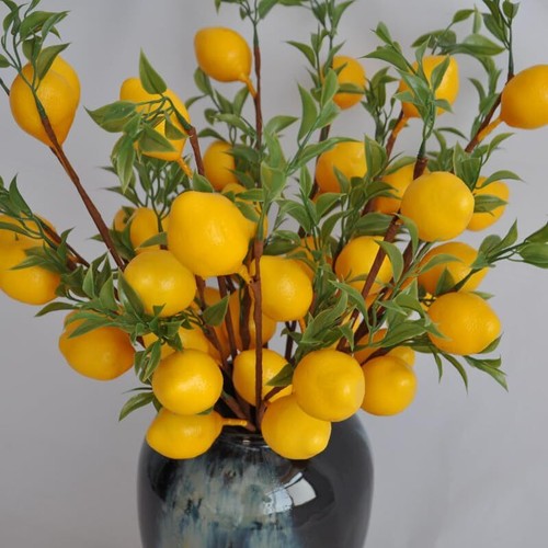 5 Pcs Lemon Decor 19.7" Fake Beautiful Lemon Branches Yellow Artificial Lemon... - Picture 5 of 7