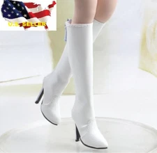 1/6 women fashion gloss white Boot for phicen kumik verycool hot toys ❶USA❶