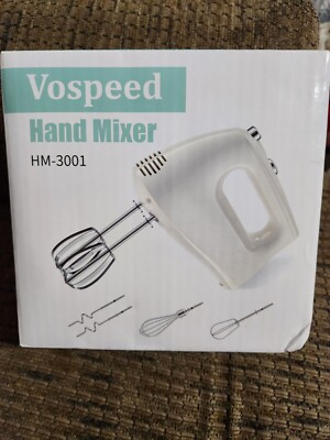 Vospeed Hand Mixer Baking Whisking Holiday Cooking White HM-3001