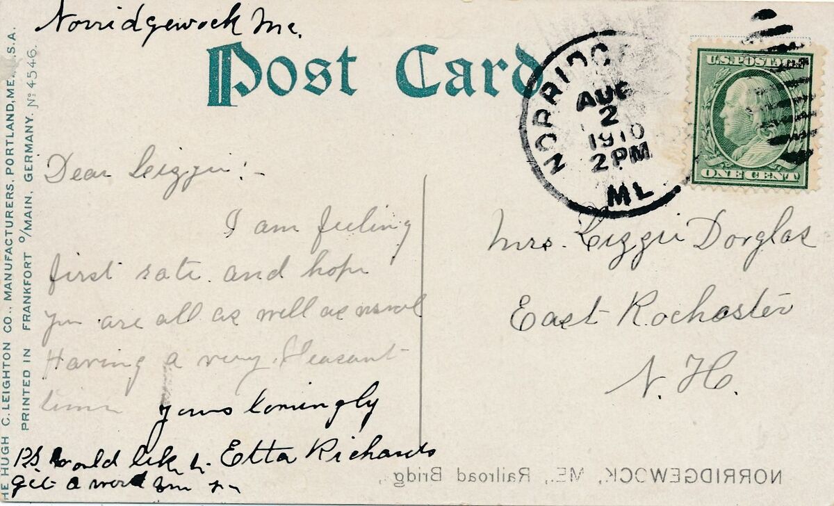 USA photo postcard dirt road East Boothbay Maine c. 1910s. USA photo postcard dirt road East Boothbay Maine c. 1910s.