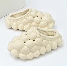 NEW Bubble Slides, Slip on shoes Beige/Cream fur lined House slippers