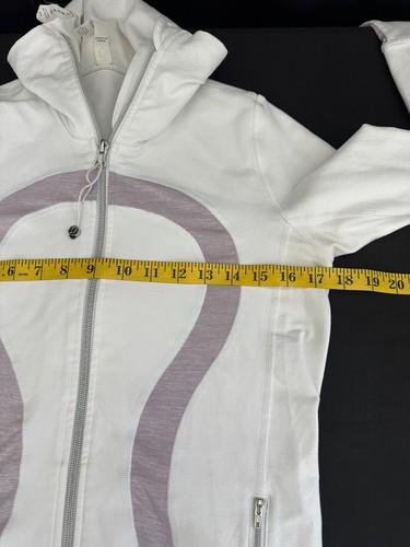 Lululemon Stride Hoodie Women’s Size 6 White Heather Full Zip Up Thumb Holes - Picture 11 of 15