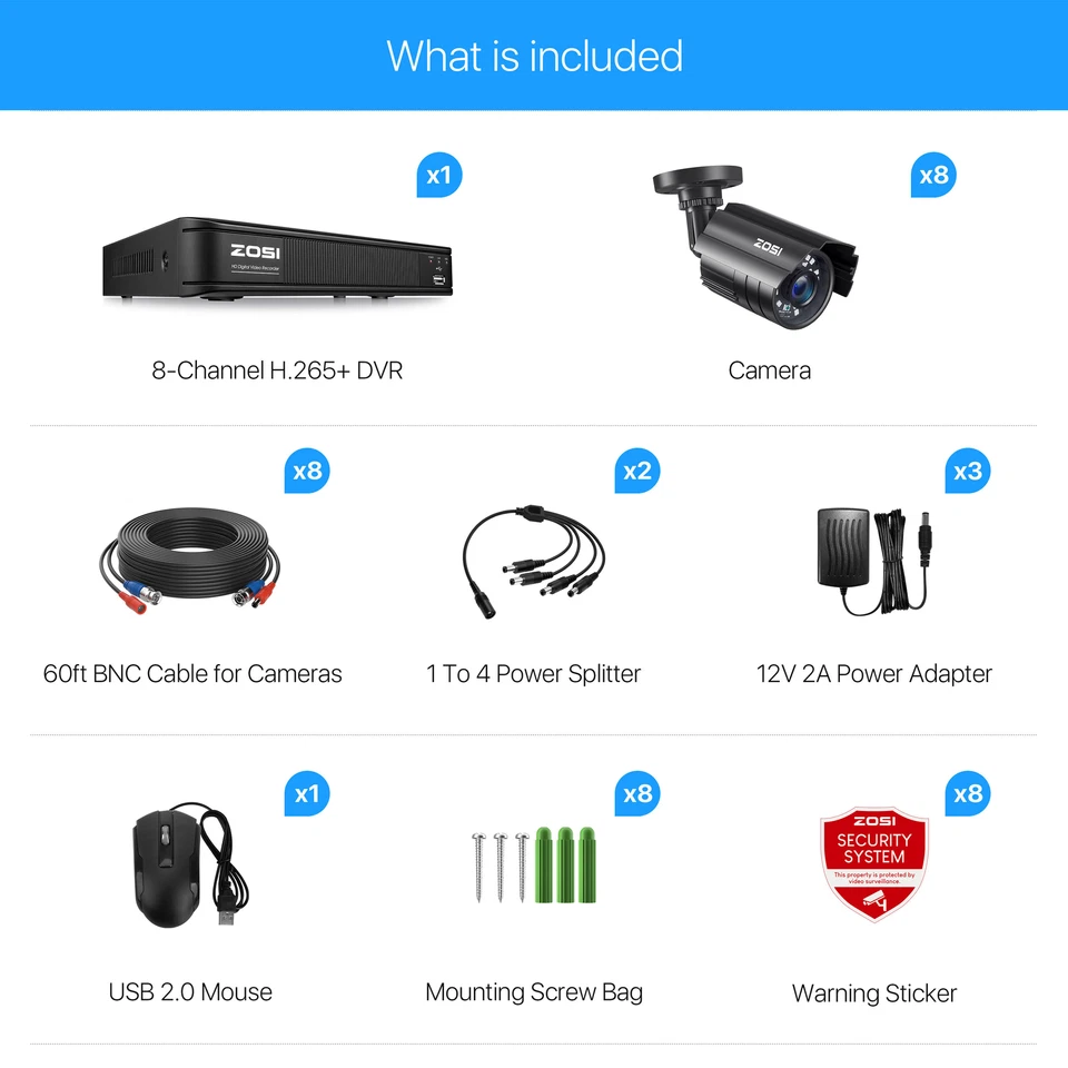 ZOSI H.265+ 8CH HD 5MP-Lite DVR 1080P Cámara de Seguridad para el Hogar Exterior Sistema de CCTV Foto 4 de 4