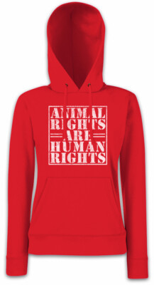 Animal Rights Are Human Rights Damen Hoodie Kapuzenpullover Vegan Vegetarian