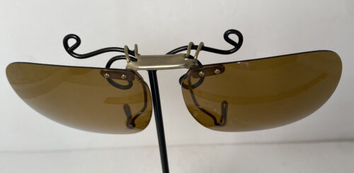 Vintage Clip & Flip Square Brown Sunglasses Clip On Japan - Picture 2 of 9