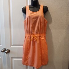 Ocean Coast  Orange Active Lightweight Dress Medium Sleeveless Drawstring