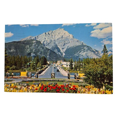 Postcard Canadian Rockies Banff Main Street And Cascade Mountain Chrome Posted
