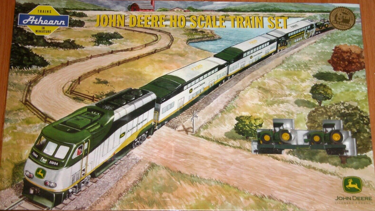HO ATHEARN JOHN DEERE TRAIN SET F59 PHI LOCOMOTIVE, 3 BOMBARDIER
