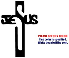 Jesus Holy Cross 4 Symbol JDM Funny Vinyl Decal Sticker Car Window Bumper 7"