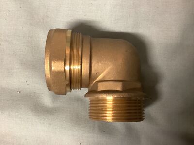 MESSING KOMPRESSION STECKER ELLENBOGEN GEBOGEN ADAPTER 42 mm 1 1/2 Zoll BSP BRANDNEU REF2730