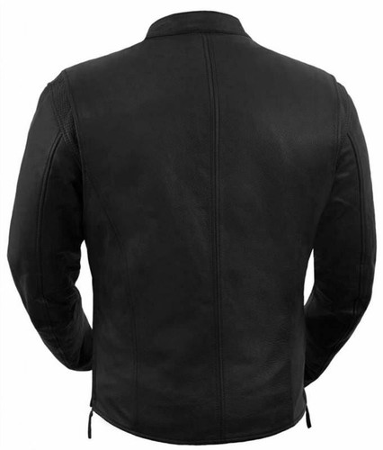 Chaqueta de cuero de motocicleta True Element para hombre de ajuste moderno cuello de scooter ventilado (Bl - Imagen 5 de 9