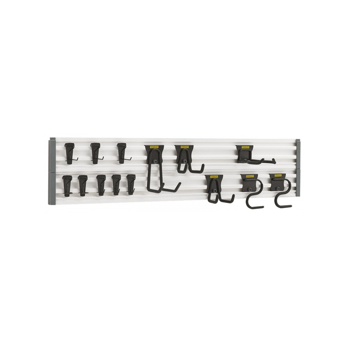 Rails de rangement STANLEY pour un atelier propre, 2 barres de 120 cm au mur