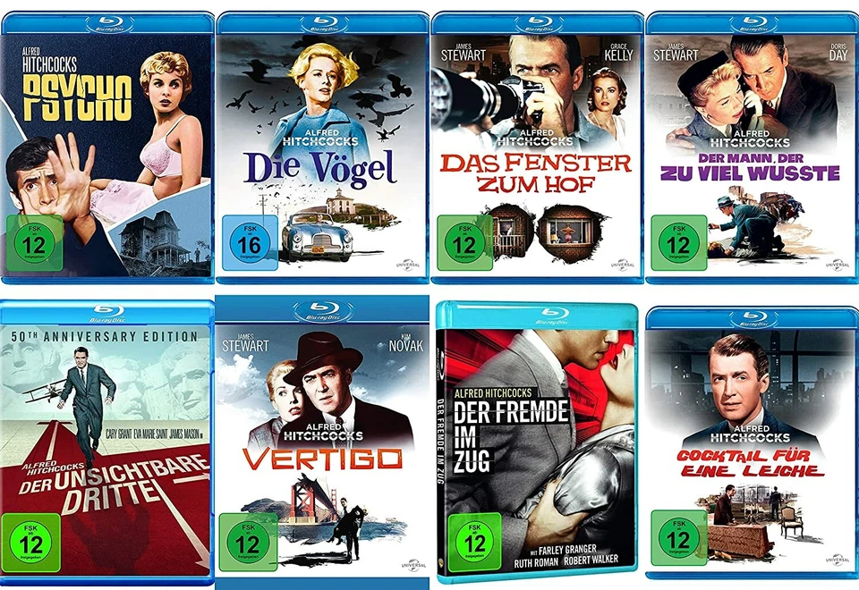 8x ALFRED HITCHCOCK Klassiker PSYCHO Vertigo VÖGEL Fenster .. BLU-RAY COLLECTION - Bild 1 von 1